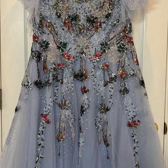 NWT Mac Duggal 20436 Embellished Multi Color Flutter Sleeve A-Line Dress Size 16 - Picture 4 of 11